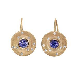 Starlight Tanzanite Earrings in Solid 14K Gold with Earth Mined Diamond Accents